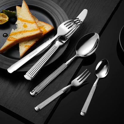 Set di posate stile colonna romana dorata - Set di posate in acciaio inossidabile