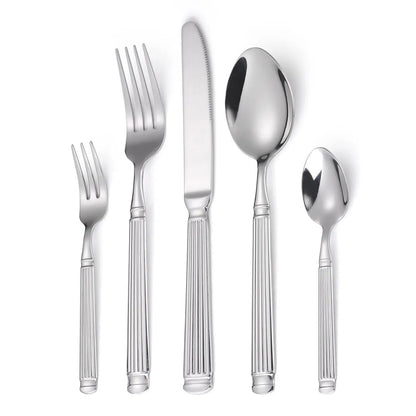 Set di posate stile colonna romana dorata - Set di posate in acciaio inossidabile