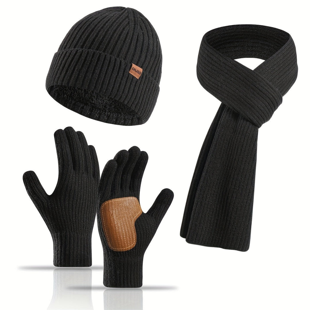 Set invernale in maglia 3 pezzi per il caldo