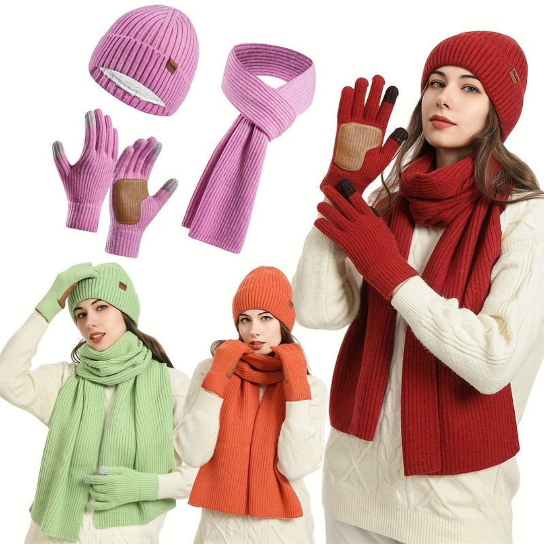 Set invernale in maglia 3 pezzi per il caldo