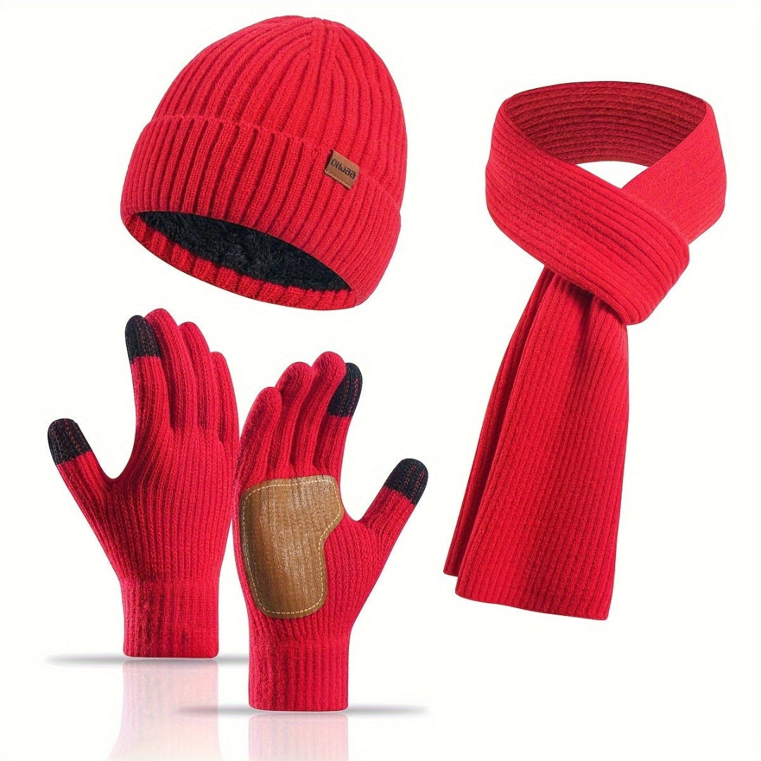 Set invernale in maglia 3 pezzi per il caldo