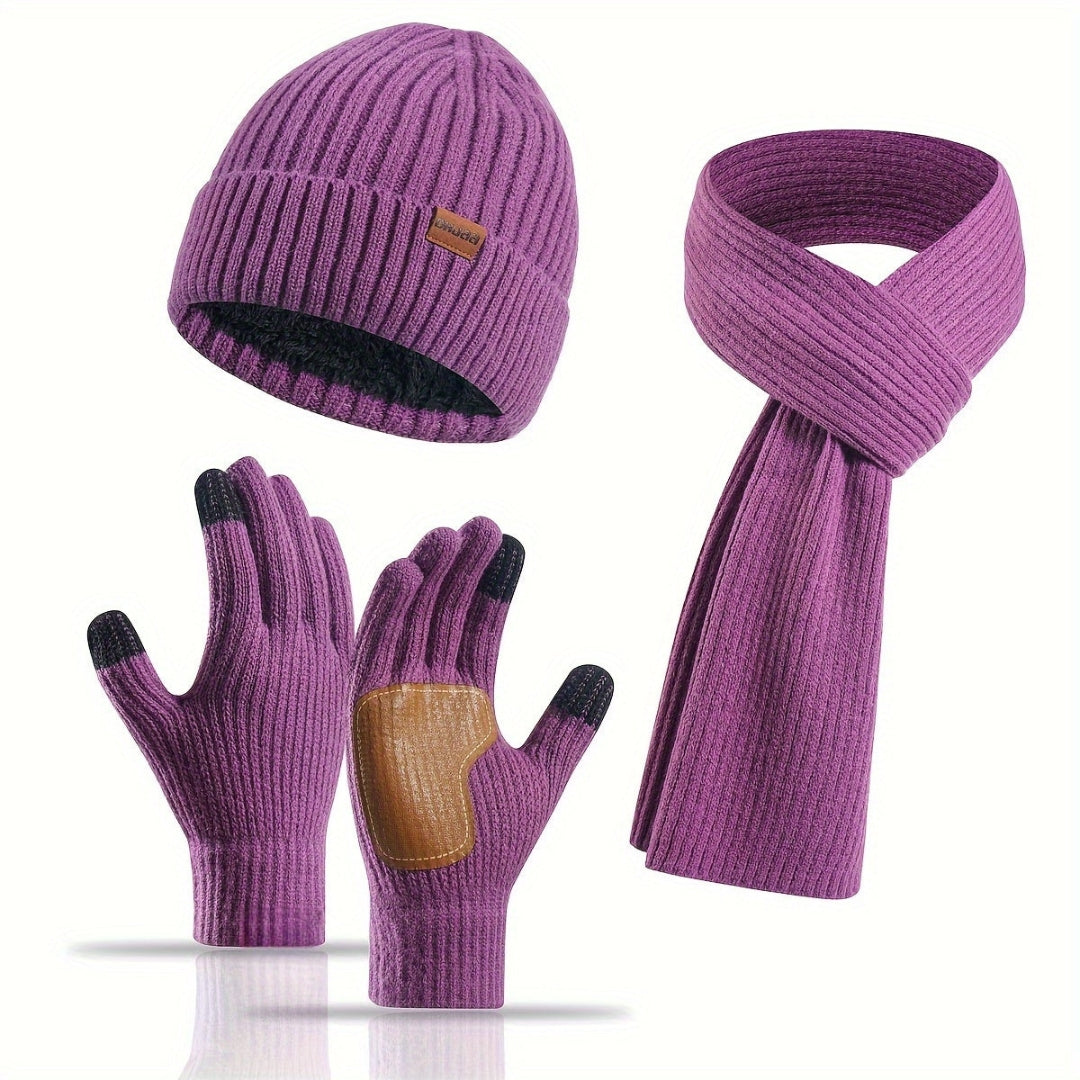 Set invernale in maglia 3 pezzi per il caldo
