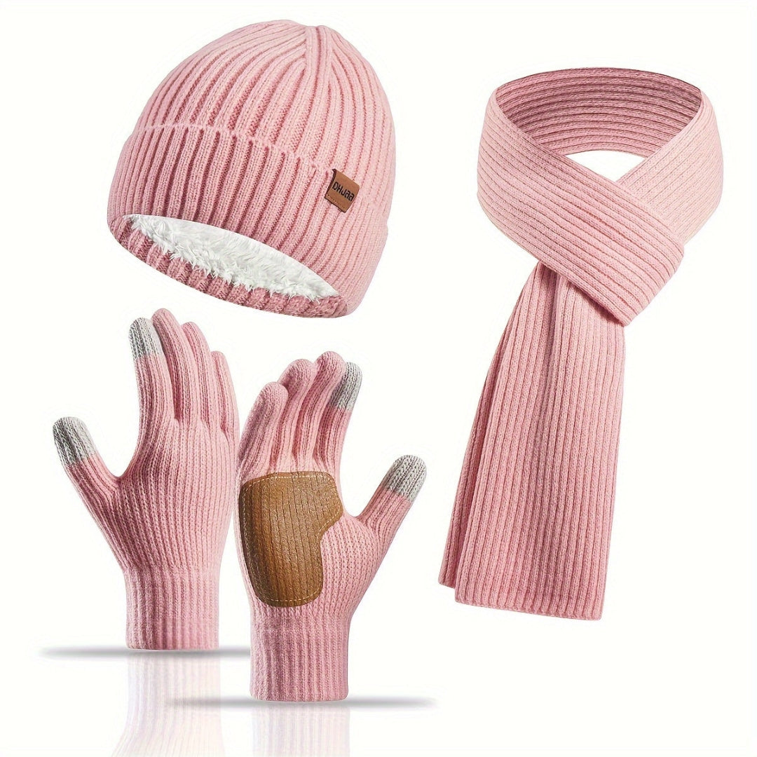 Set invernale in maglia 3 pezzi per il caldo