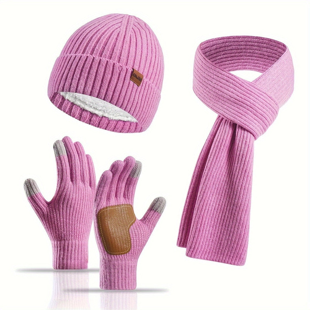 Set invernale in maglia 3 pezzi per il caldo