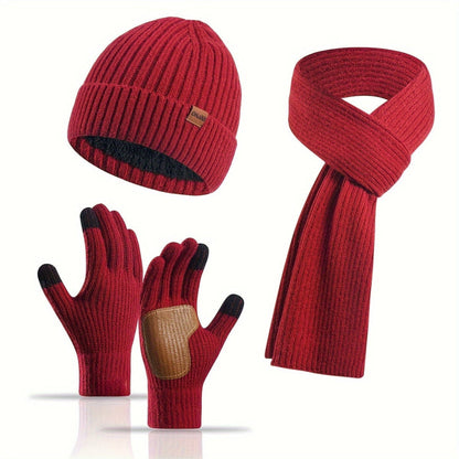 Set invernale in maglia 3 pezzi per il caldo