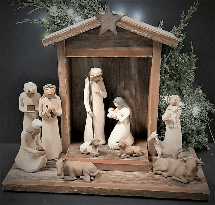 Presepe natalizio artigianale da 20 pezzi