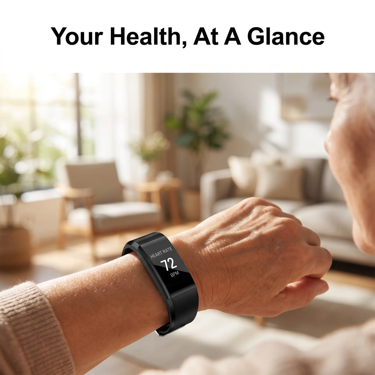 Smartwatch per anziani con monitoraggio frequenza cardiaca e pressione sanguigna