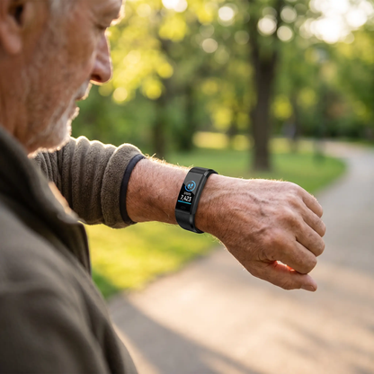 Smartwatch per anziani con monitoraggio frequenza cardiaca e pressione sanguigna