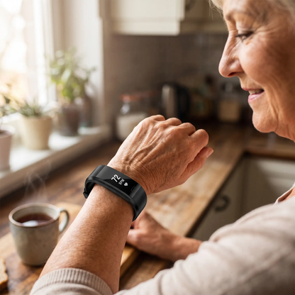 Smartwatch per anziani con monitoraggio frequenza cardiaca e pressione sanguigna