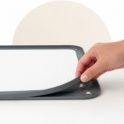 Supporto antiscivolo in silicone con bordi rialzati per traverse igieniche (con clip angolari)