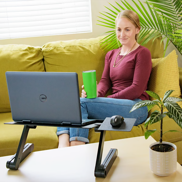Supporto per laptop regolabile in lega alluminio-magnesio con gambe pieghevoli e mouse pad, scrivania portatile per lett