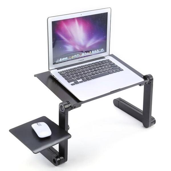 Supporto per laptop regolabile in lega alluminio-magnesio con gambe pieghevoli e mouse pad, scrivania portatile per lett