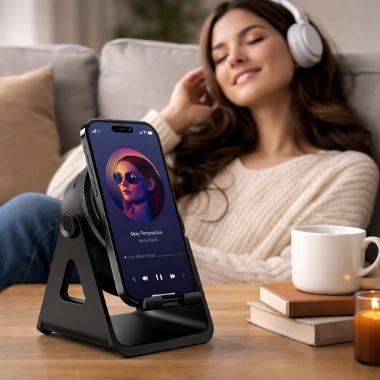Supporto per Telefono con Speaker Bluetooth e Ricarica Wireless