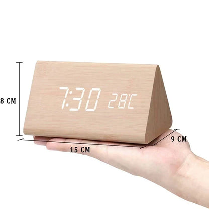 Sveglia LED Smart con Controllo Vocale e Design in Legno