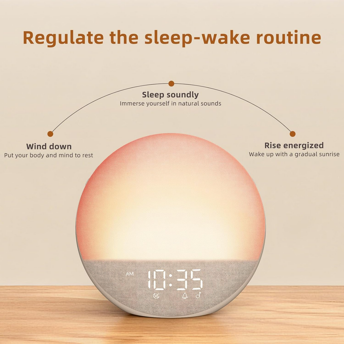 Sveglia con simulazione alba e controlli touch | Luce graduale alba e tramonto | Toni sveglia multipli e livelli di lumi
