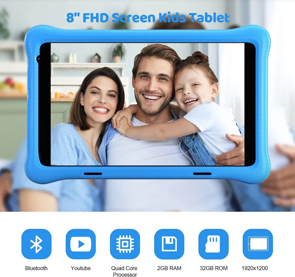 Tablet Educativo per Bambini 8 pollici con Controllo Genitori e Protezione Occhi