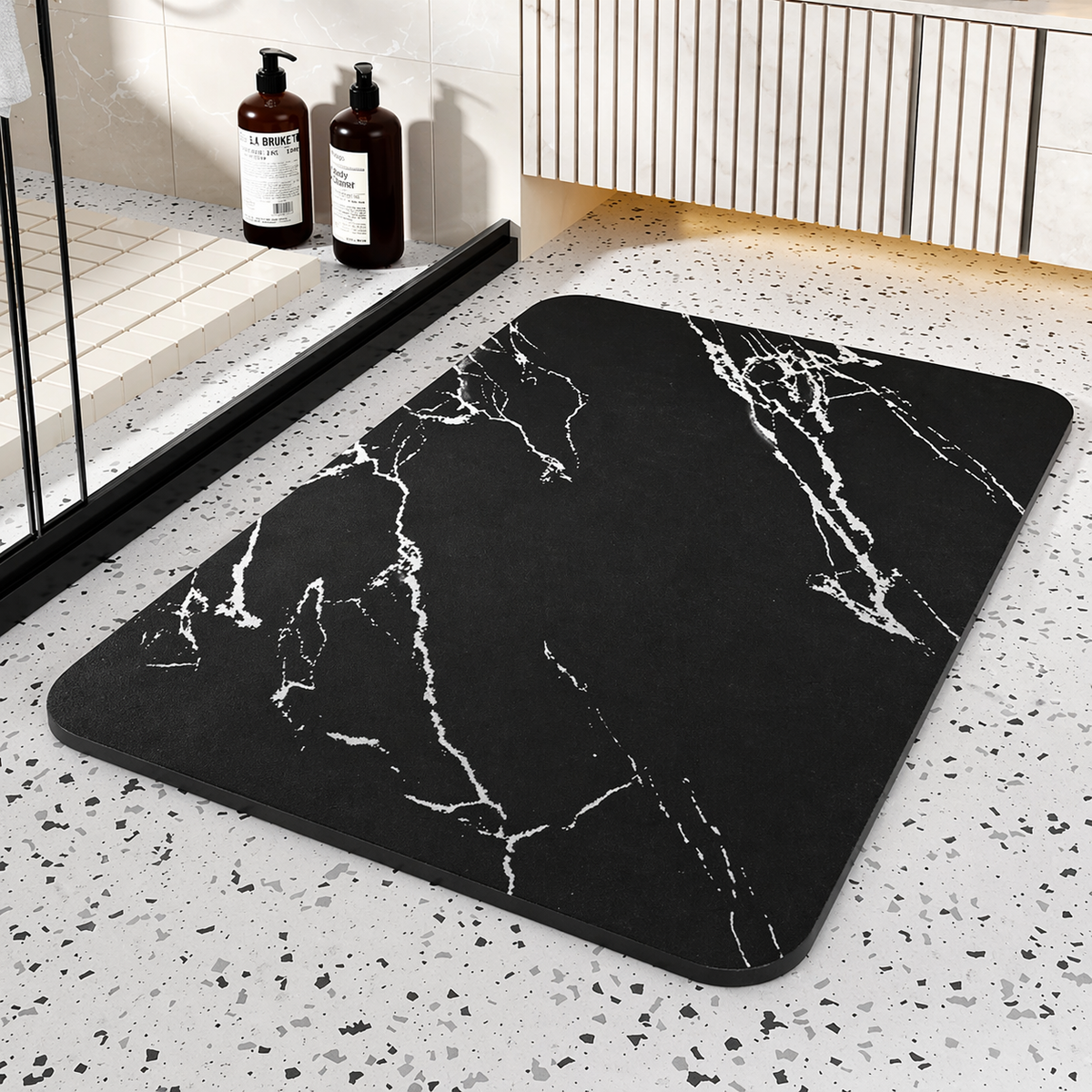 Tappetino Bagno Assorbente Pietra Diatomacea Antiscivolo Effetto Marmo