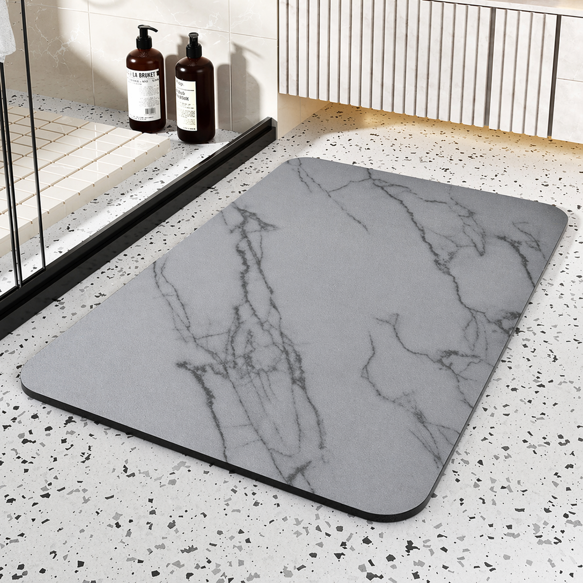 Tappetino Bagno Assorbente Pietra Diatomacea Antiscivolo Effetto Marmo