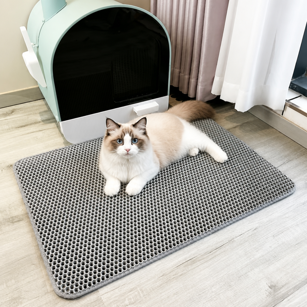 Tappetino impermeabile a doppio strato a nido d'ape per lettiera gatto