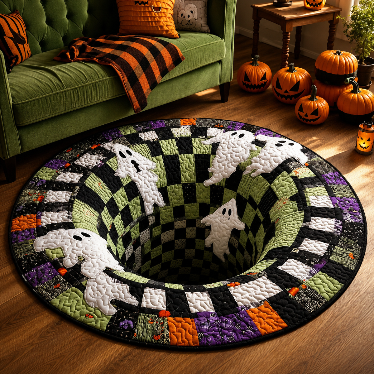 Tappeto Halloween con vortice scheletro 3D Rassivo