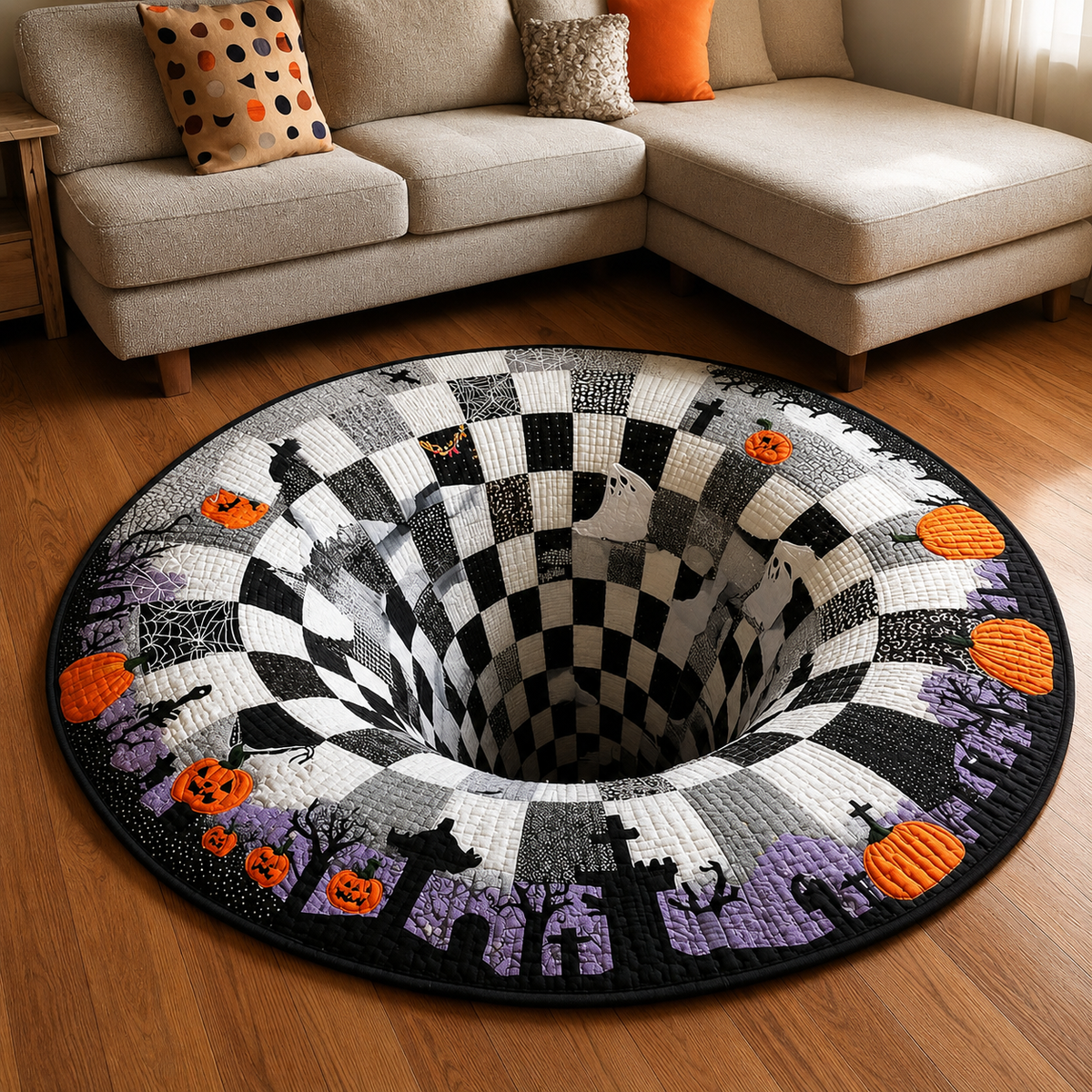 Tappeto Halloween con vortice scheletro 3D Rassivo