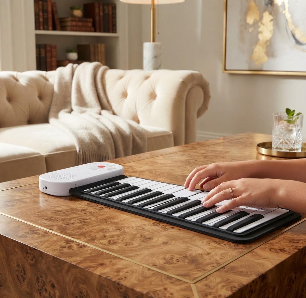 Tastiera elettronica arrotolabile 49 tasti, tastiera portatile con altoparlante per principianti e bambini