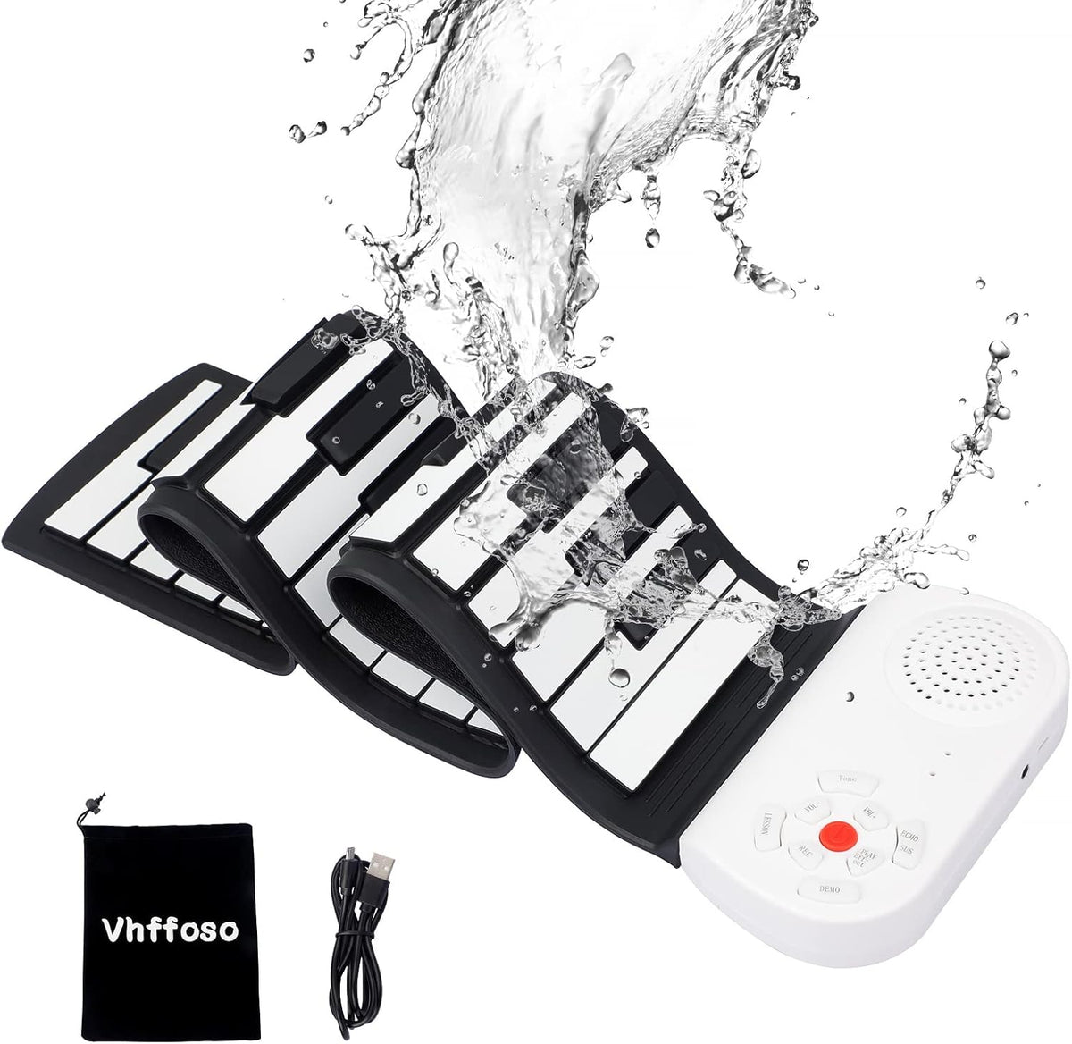 Tastiera elettronica arrotolabile 49 tasti, tastiera portatile con altoparlante per principianti e bambini