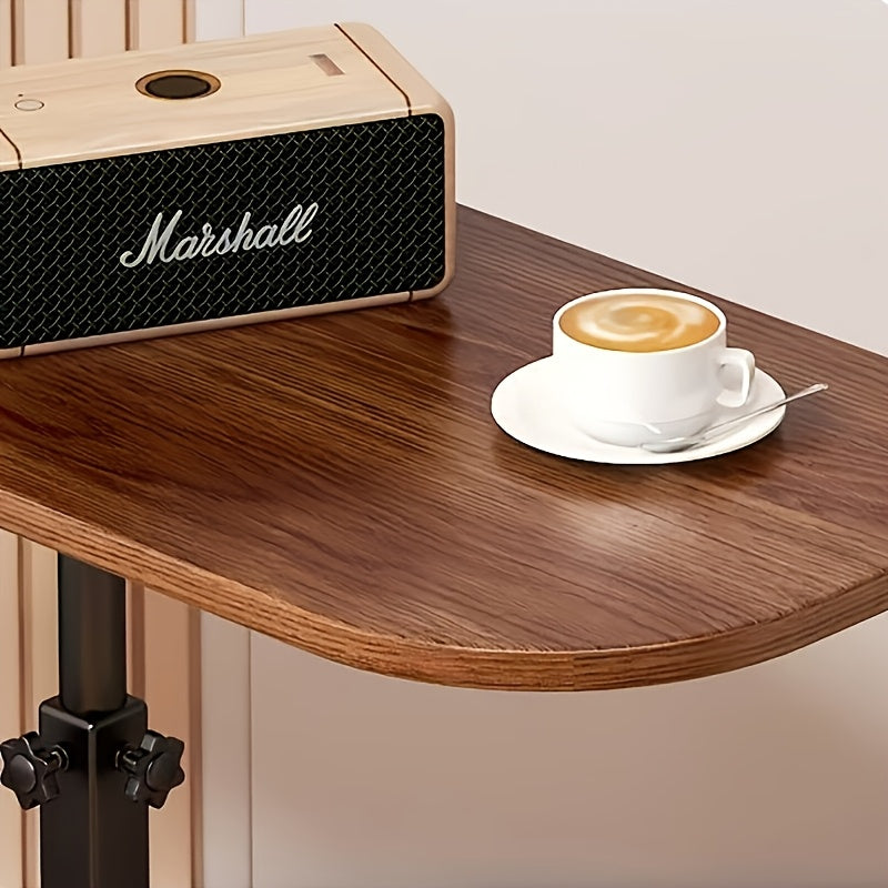Tavolino regolabile con piano in legno naturale e struttura metallica