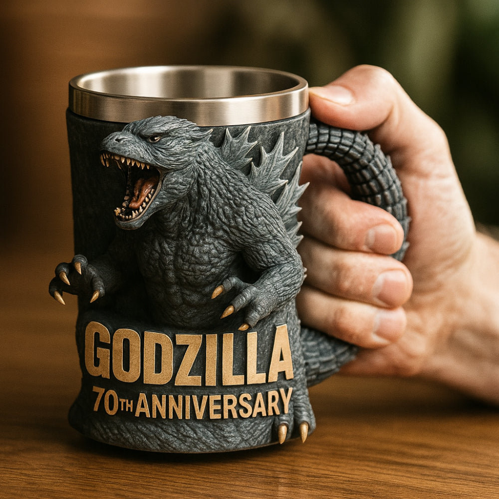Tazza da Caffè in Ceramica con Figura Mostro 3D Scolpita