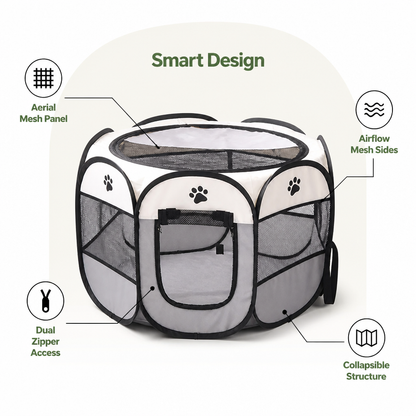 Tenda pop-up pieghevole in rete per animali domestici (con porte con cerniera)