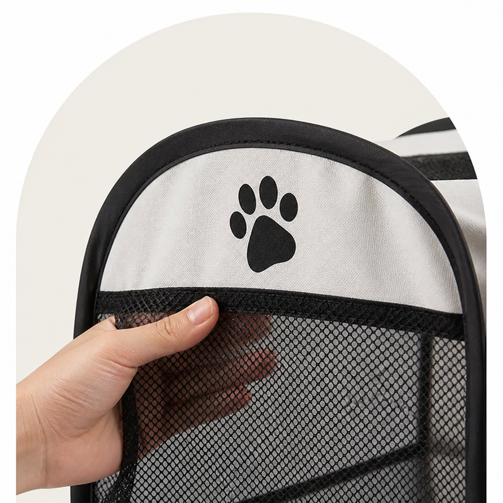 Tenda pop-up pieghevole in rete per animali domestici (con porte con cerniera)