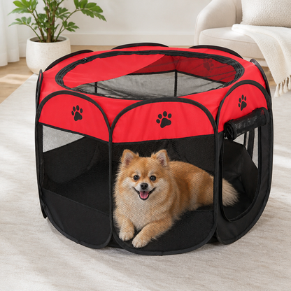 Tenda pop-up pieghevole in rete per animali domestici (con porte con cerniera)