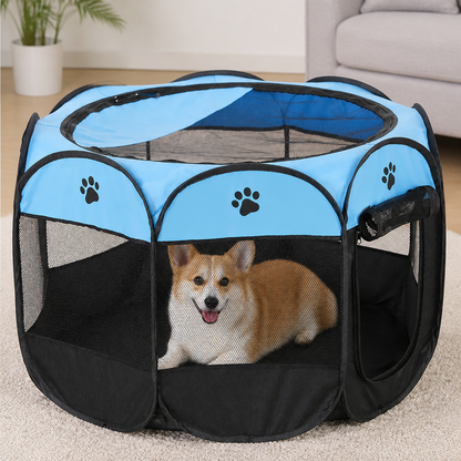 Tenda pop-up pieghevole in rete per animali domestici (con porte con cerniera)