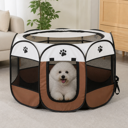 Tenda pop-up pieghevole in rete per animali domestici (con porte con cerniera)