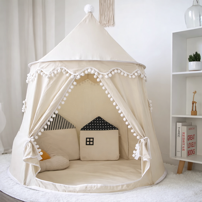 Tenda Tipi Gioco per Bambini in Tela, 100% Cotone, Pali in Pino, Spaziosa