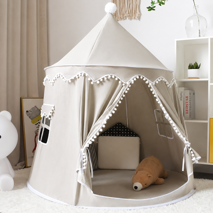 Tenda Tipi Gioco per Bambini in Tela, 100% Cotone, Pali in Pino, Spaziosa