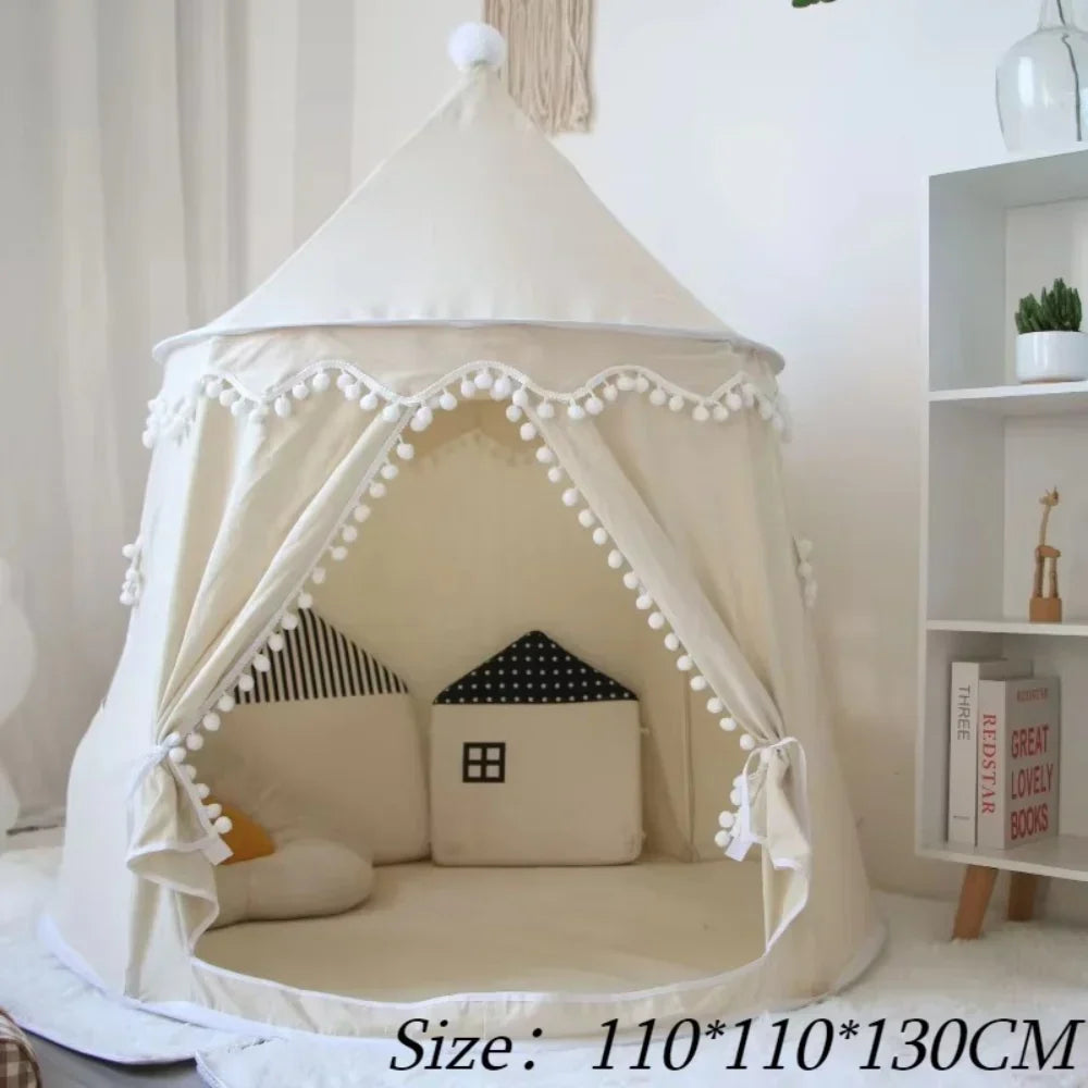 Tenda Tipi Gioco per Bambini in Tela, 100% Cotone, Pali in Pino, Spaziosa