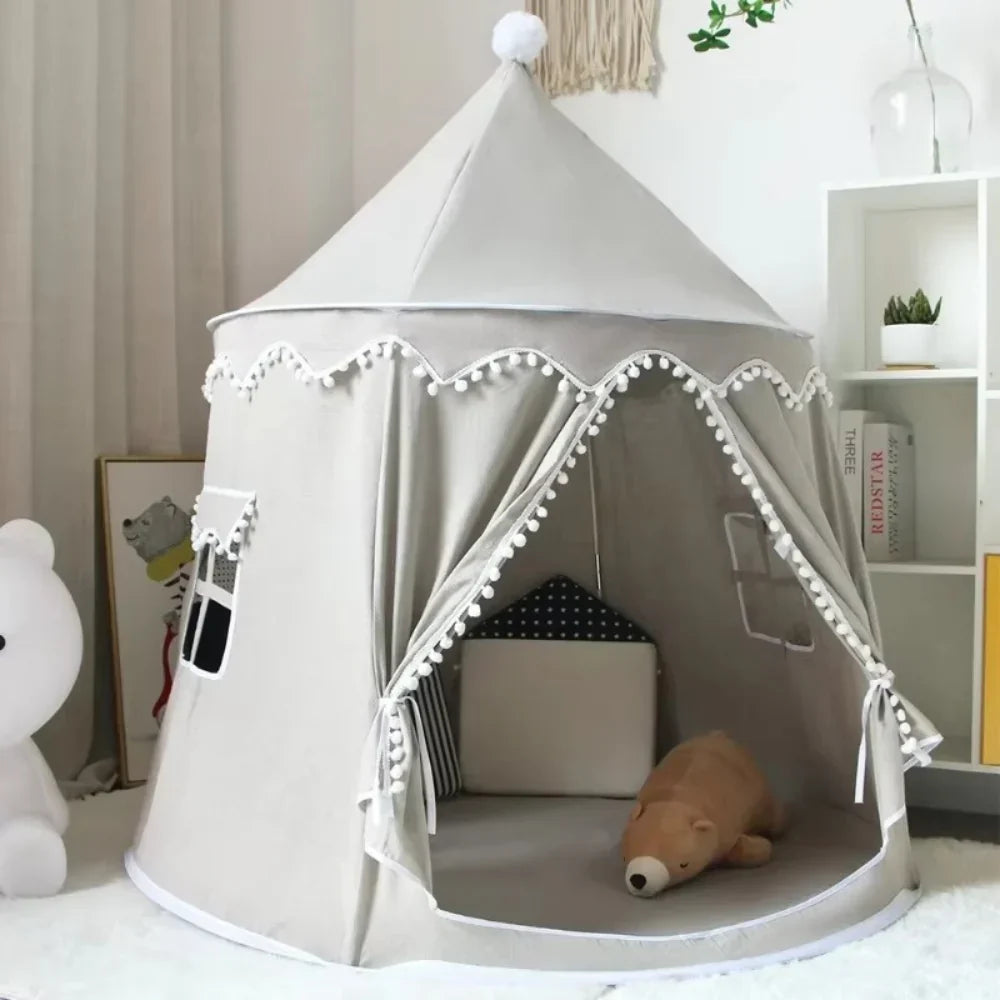 Tenda Tipi Gioco per Bambini in Tela, 100% Cotone, Pali in Pino, Spaziosa