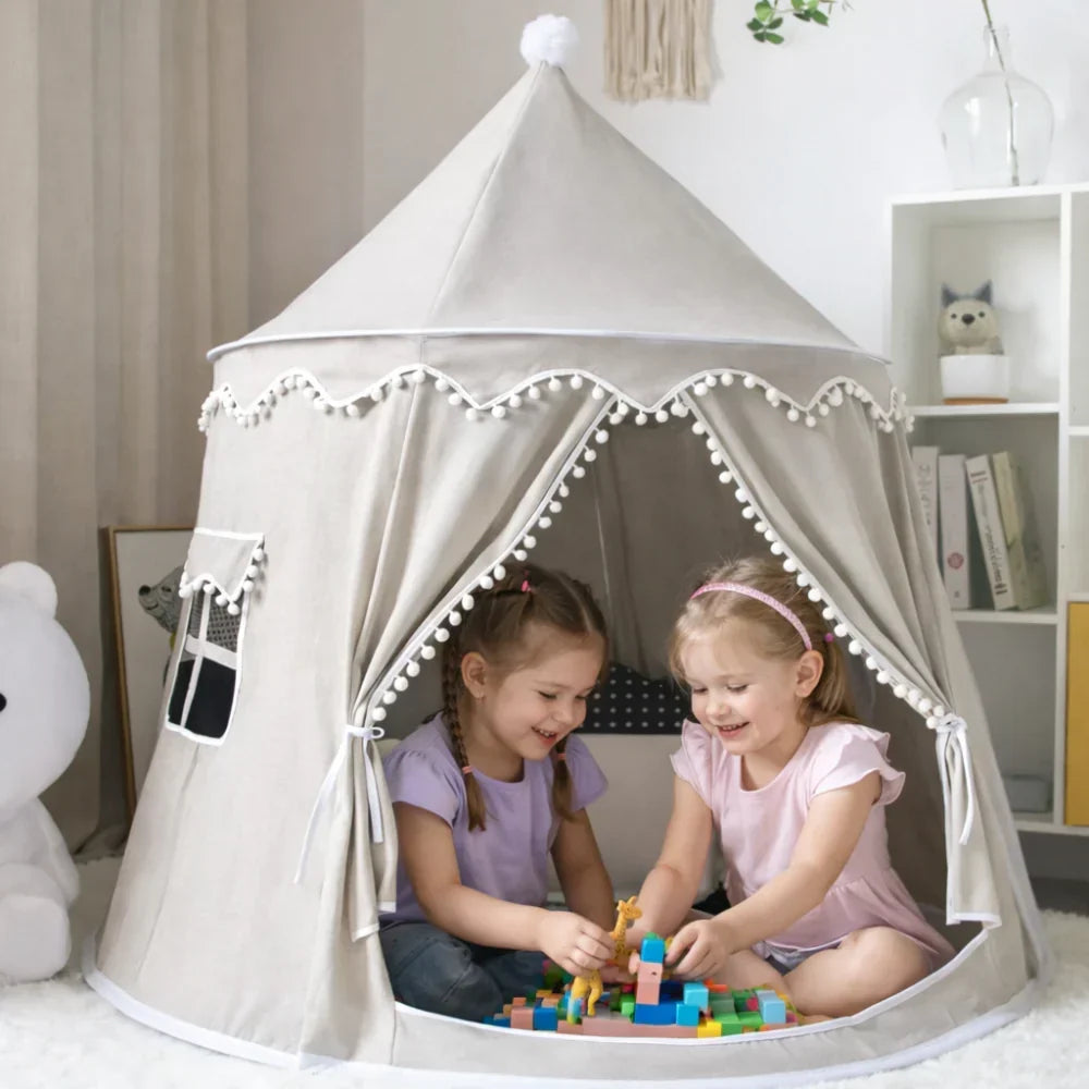 Tenda Tipi Gioco per Bambini in Tela, 100% Cotone, Pali in Pino, Spaziosa