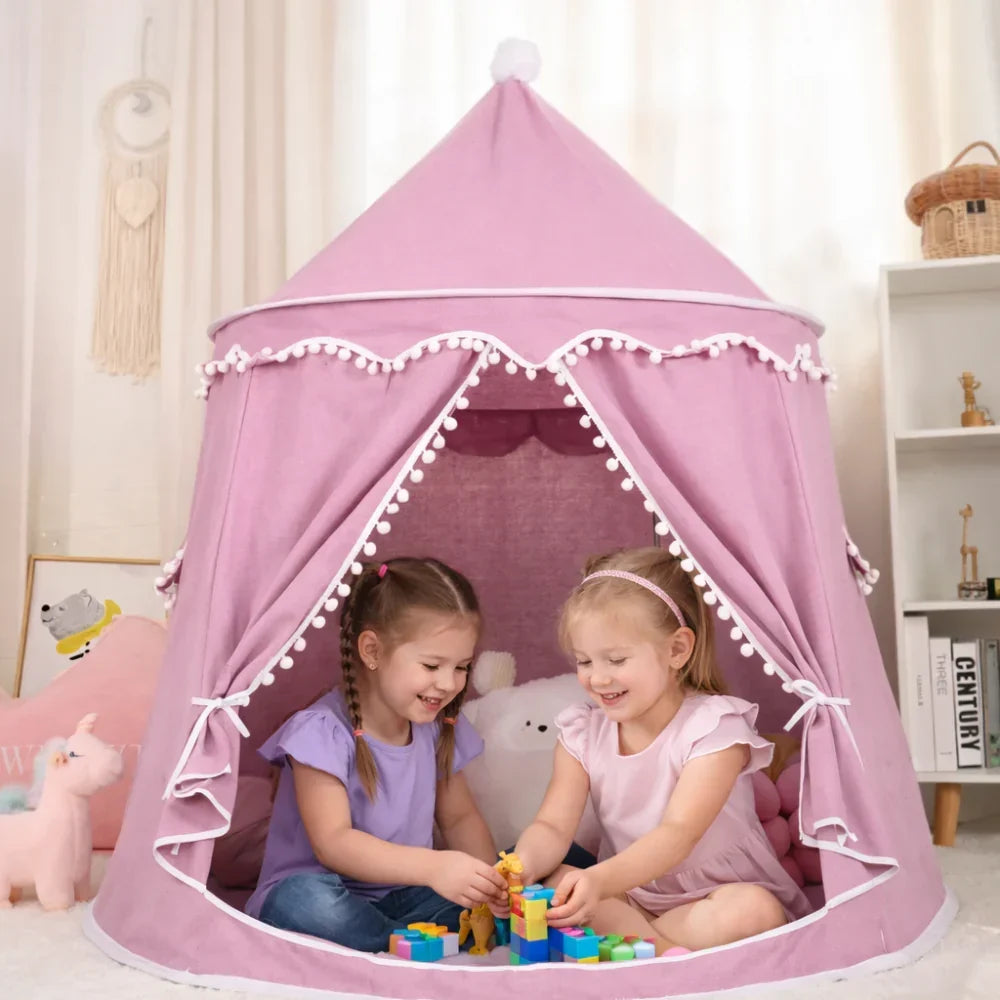 Tenda Tipi Gioco per Bambini in Tela, 100% Cotone, Pali in Pino, Spaziosa