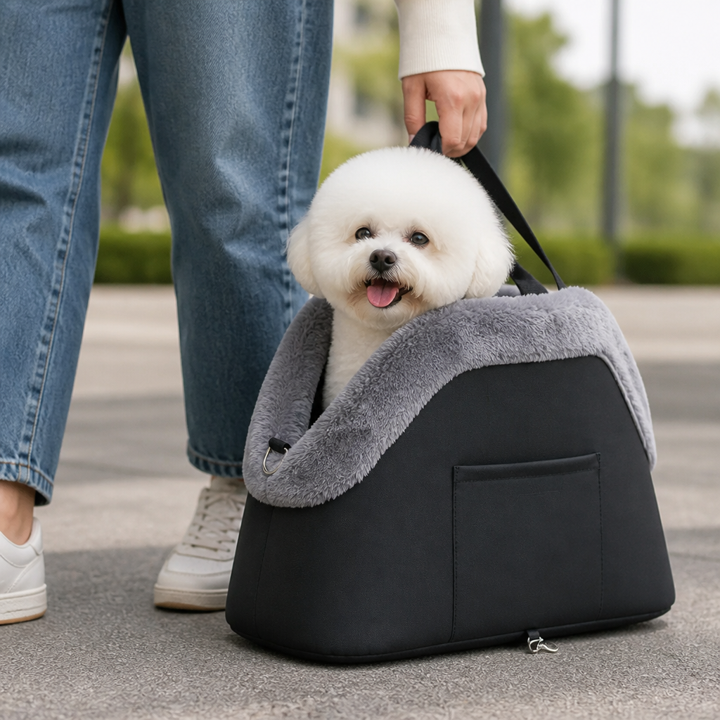 Trasportino da viaggio in peluche con fondo antiscivolo