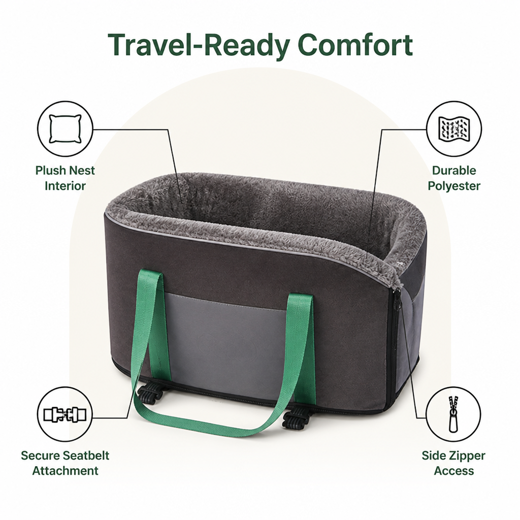 Trasportino da viaggio in poliestere resistente con nido imbottito