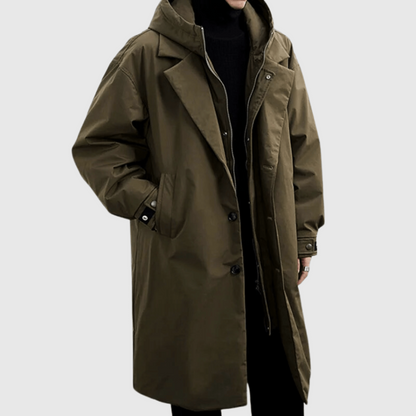Trench impermeabile da uomo con cappuccio