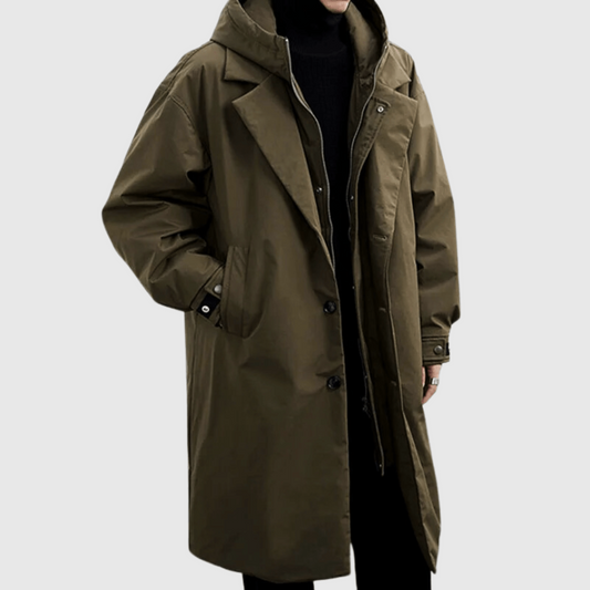 Trench impermeabile da uomo con cappuccio