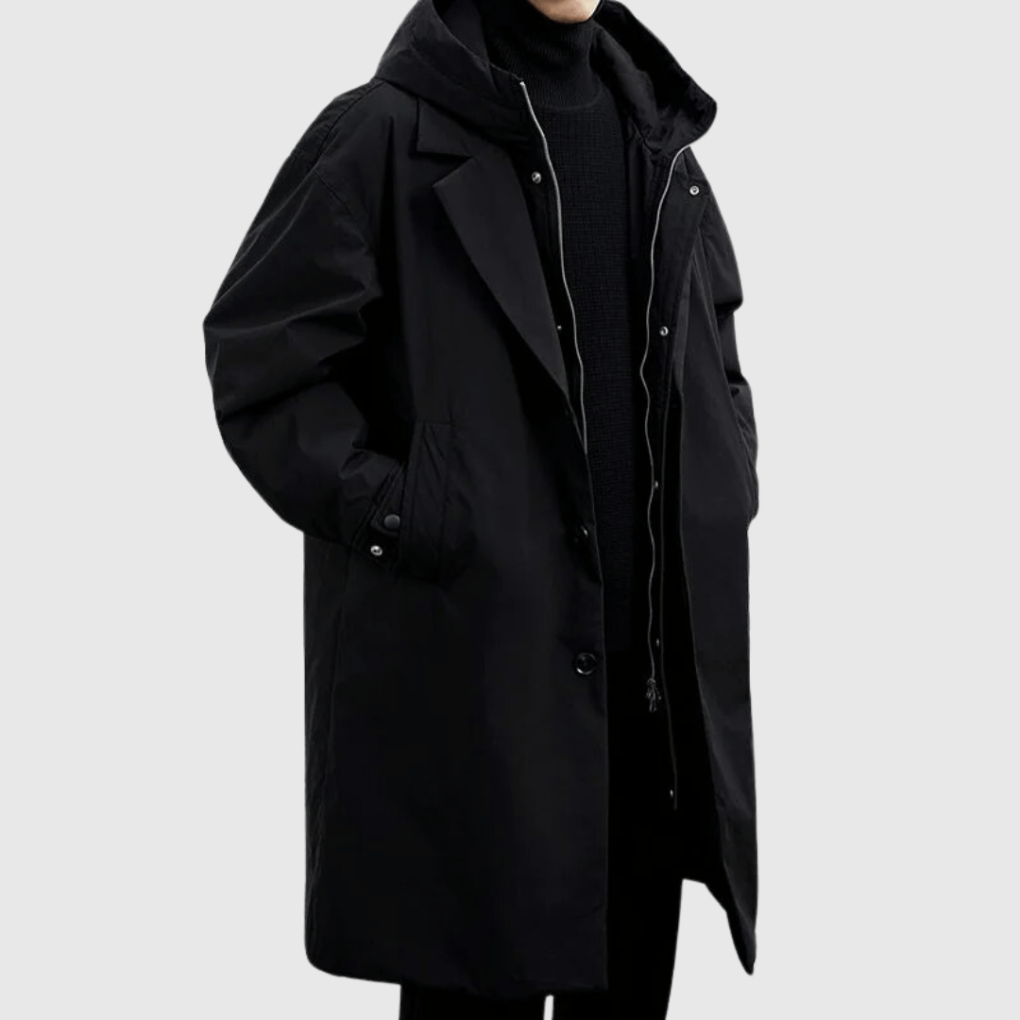 Trench impermeabile da uomo con cappuccio