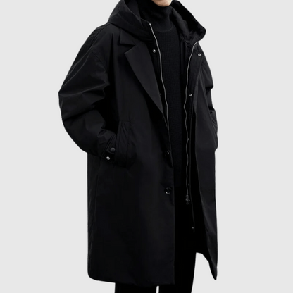 Trench impermeabile da uomo con cappuccio