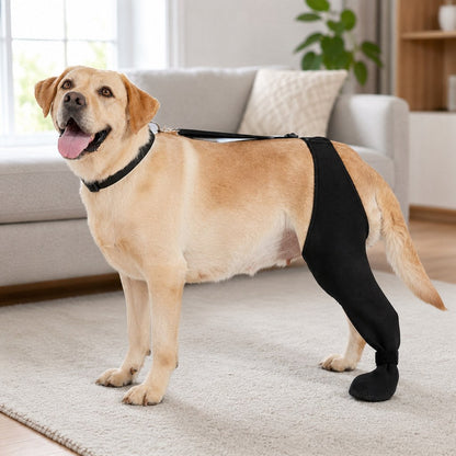Tutore di recupero regolabile Rassivo per zampa posteriore del cane con copertura per zampa