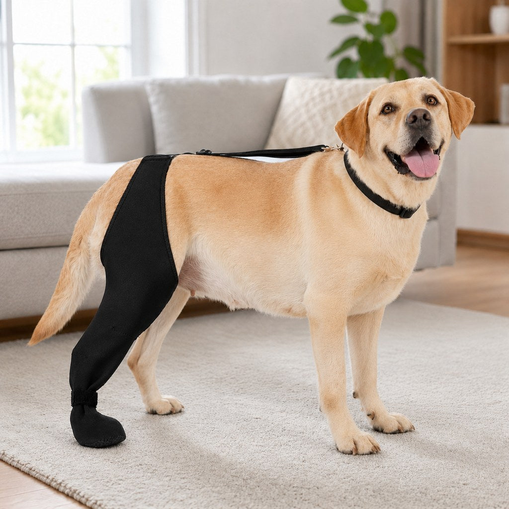 Tutore di recupero regolabile Rassivo per zampa posteriore del cane con copertura per zampa