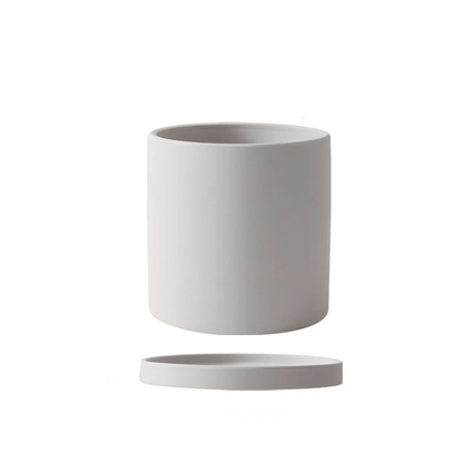 Vaso per piante in ceramica smaltata opaca con foro di drenaggio e sottovaso