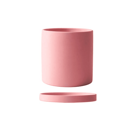 Vaso per piante in ceramica smaltata opaca con foro di drenaggio e sottovaso